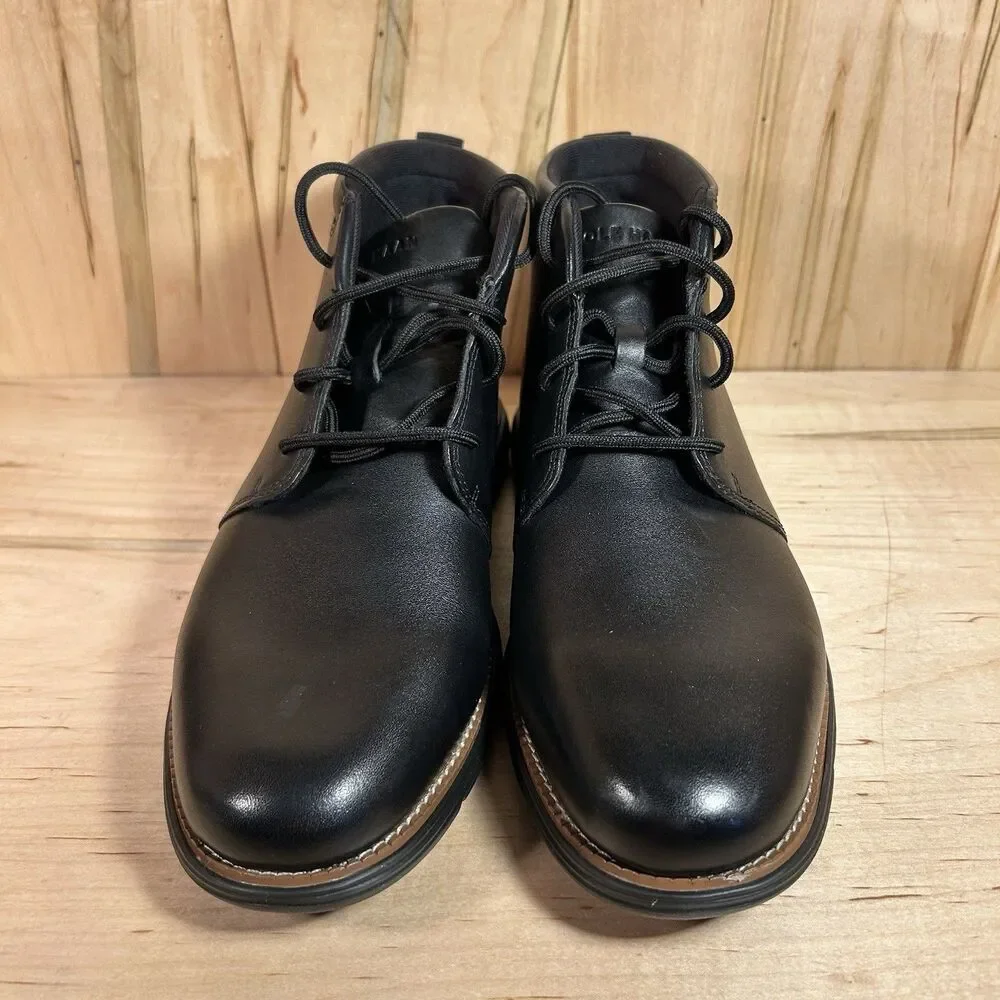 Cole Haan Grand+ Ultra CHK Men Leather Chukka Boots Size 8.5 Black C39933